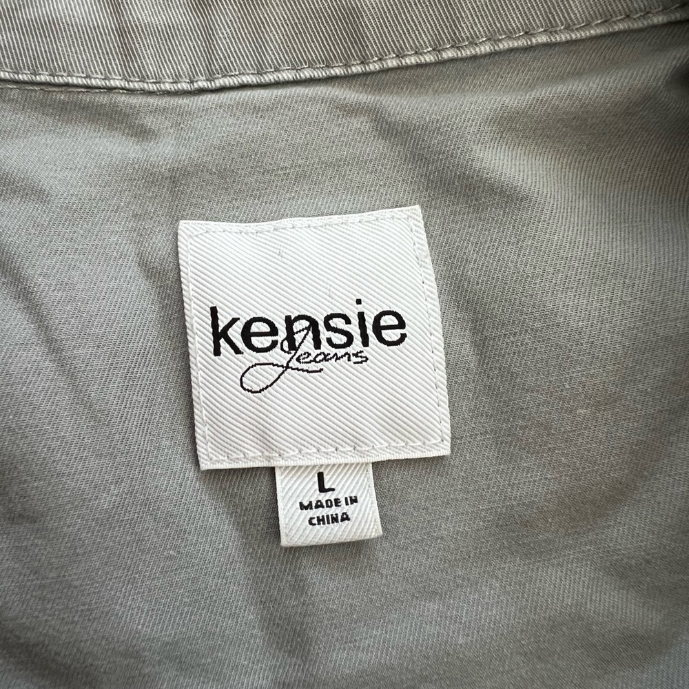Kensie Jeans Military Utility Jacket Womens Size L Cargo Pockets Zip Front - Picture 9 of 14